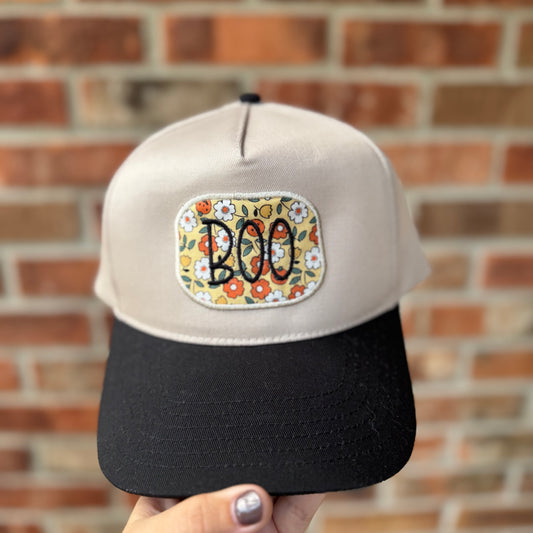 BOO Floral Embroidered Patch Hat – Halloween Trucker Cap