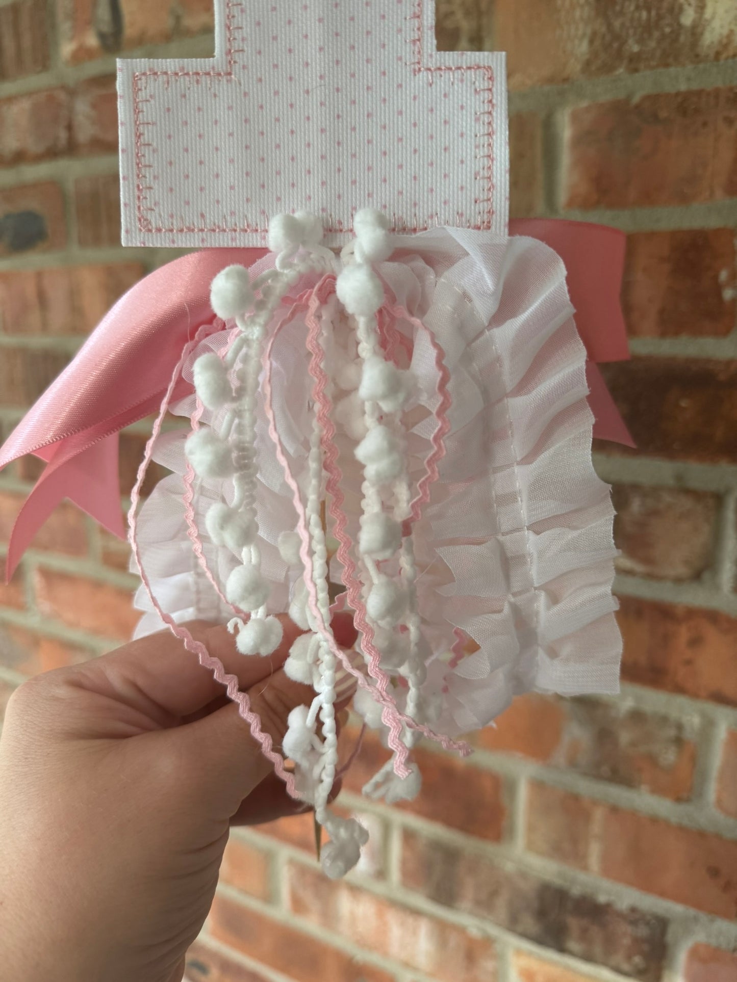 Pink Embroidered Number One Cake Topper