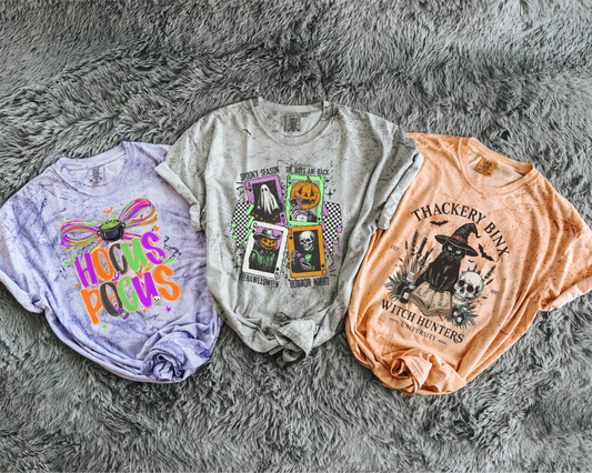 Bright Halloween Bow Tee – Comfort Colors Spooky Season Shirt