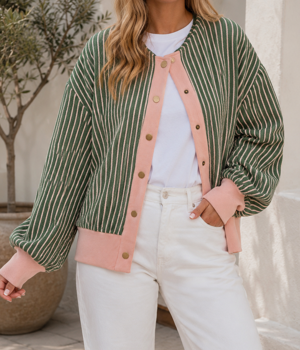 Stripe Trim Cardigan