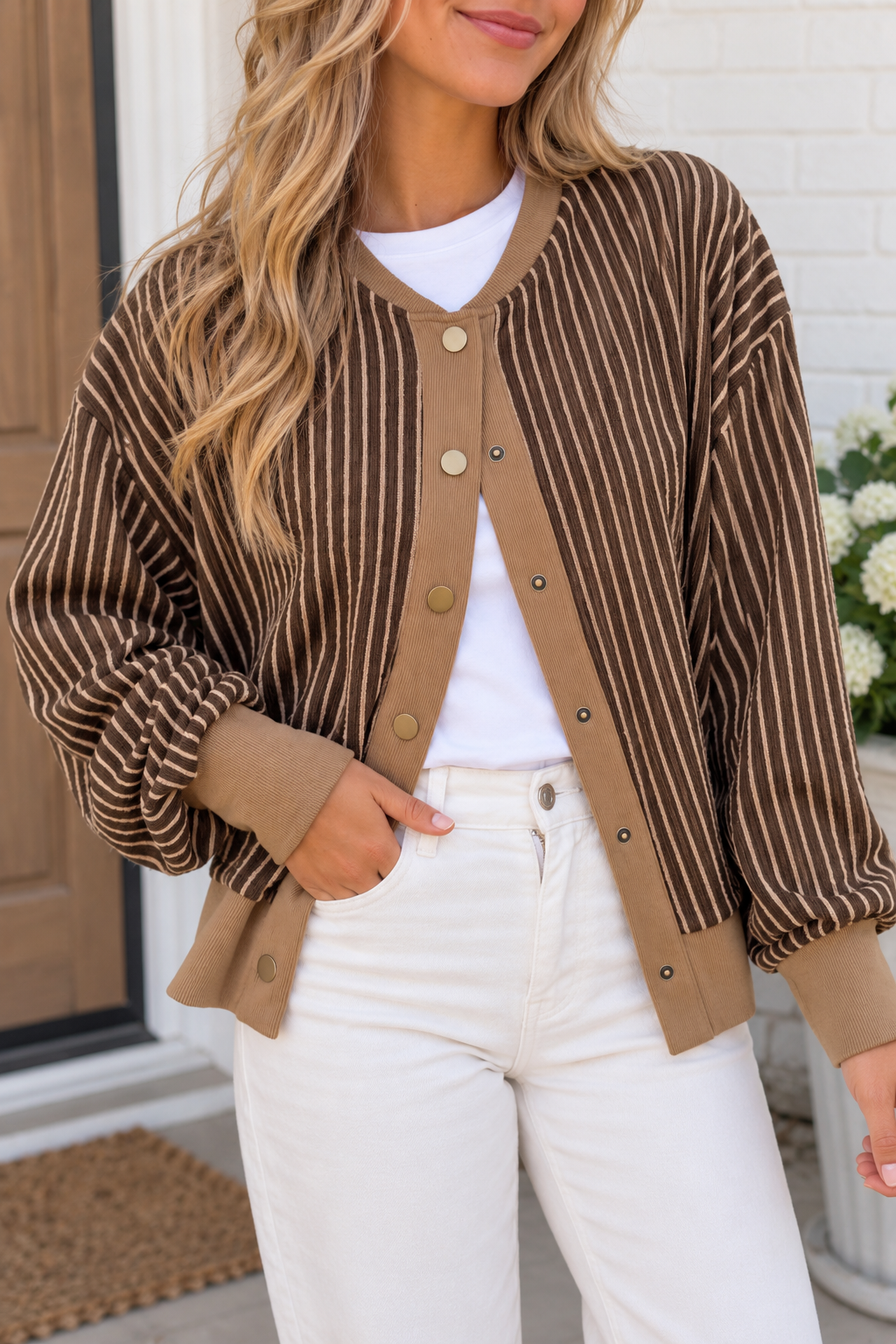 Stripe Trim Cardigan