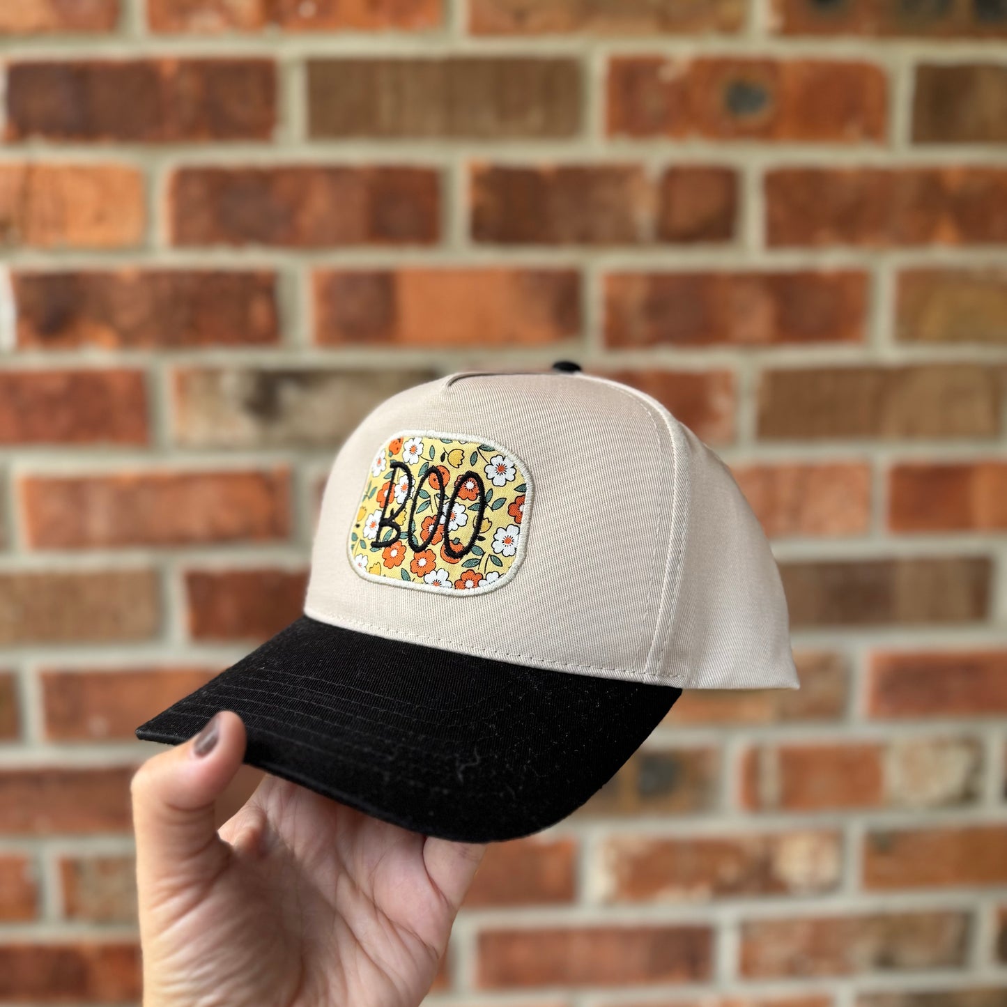 BOO Floral Embroidered Patch Hat – Halloween Trucker Cap
