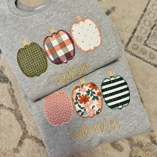 Quilted Pumpkin Trio Sweatshirt