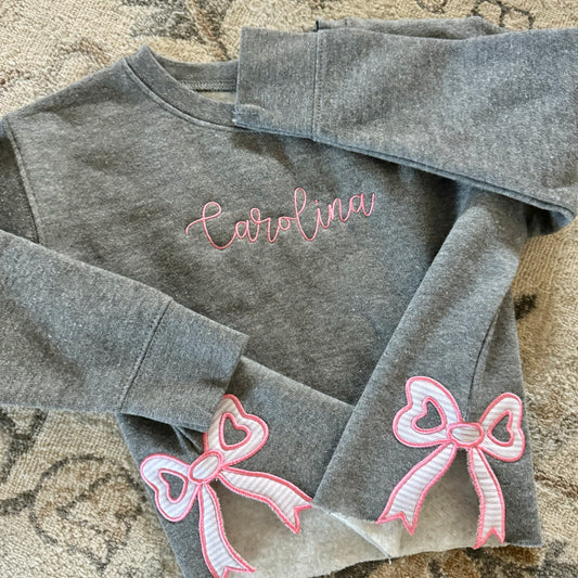 Side Slit Bow Sweatshirt
