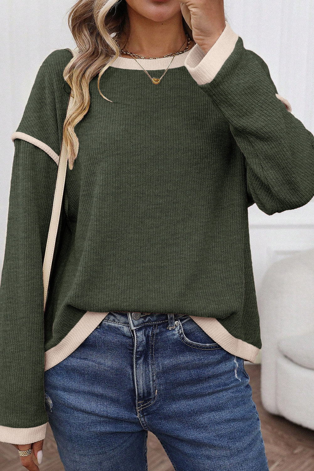 Contrast Loose Top