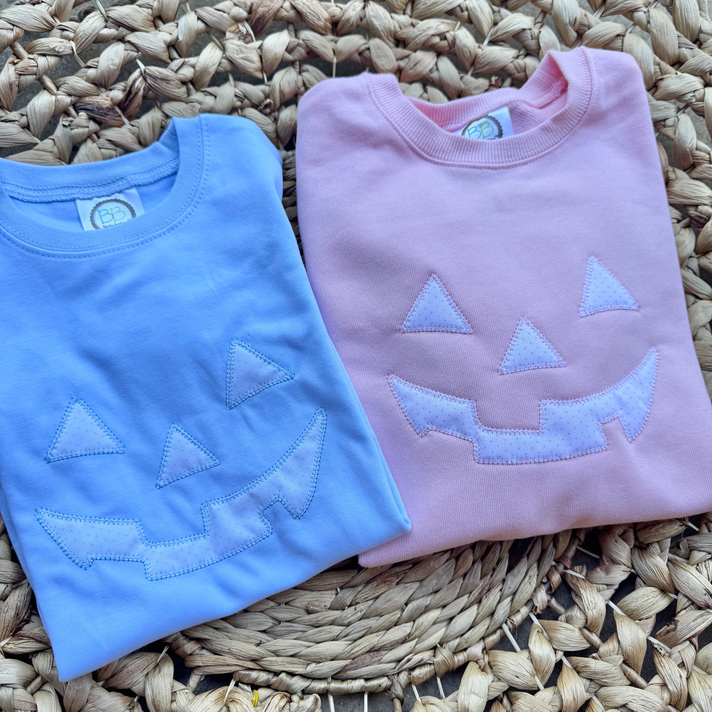 Jack-O’-Lantern Appliqué T-Shirt – Halloween Embroidered Pumpkin Face | Blanks Boutique