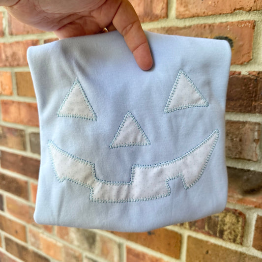 Jack-O’-Lantern Appliqué T-Shirt – Halloween Embroidered Pumpkin Face | Blanks Boutique