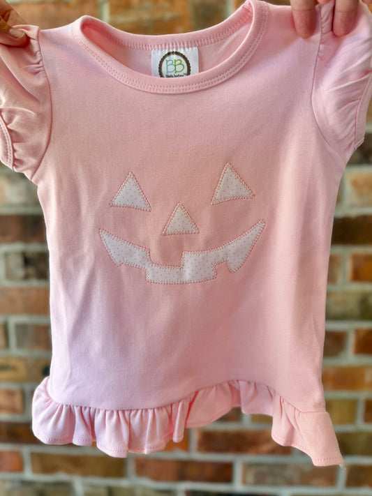 Jack-O’-Lantern Appliqué T-Shirt – Halloween Embroidered Pumpkin Face | Blanks Boutique