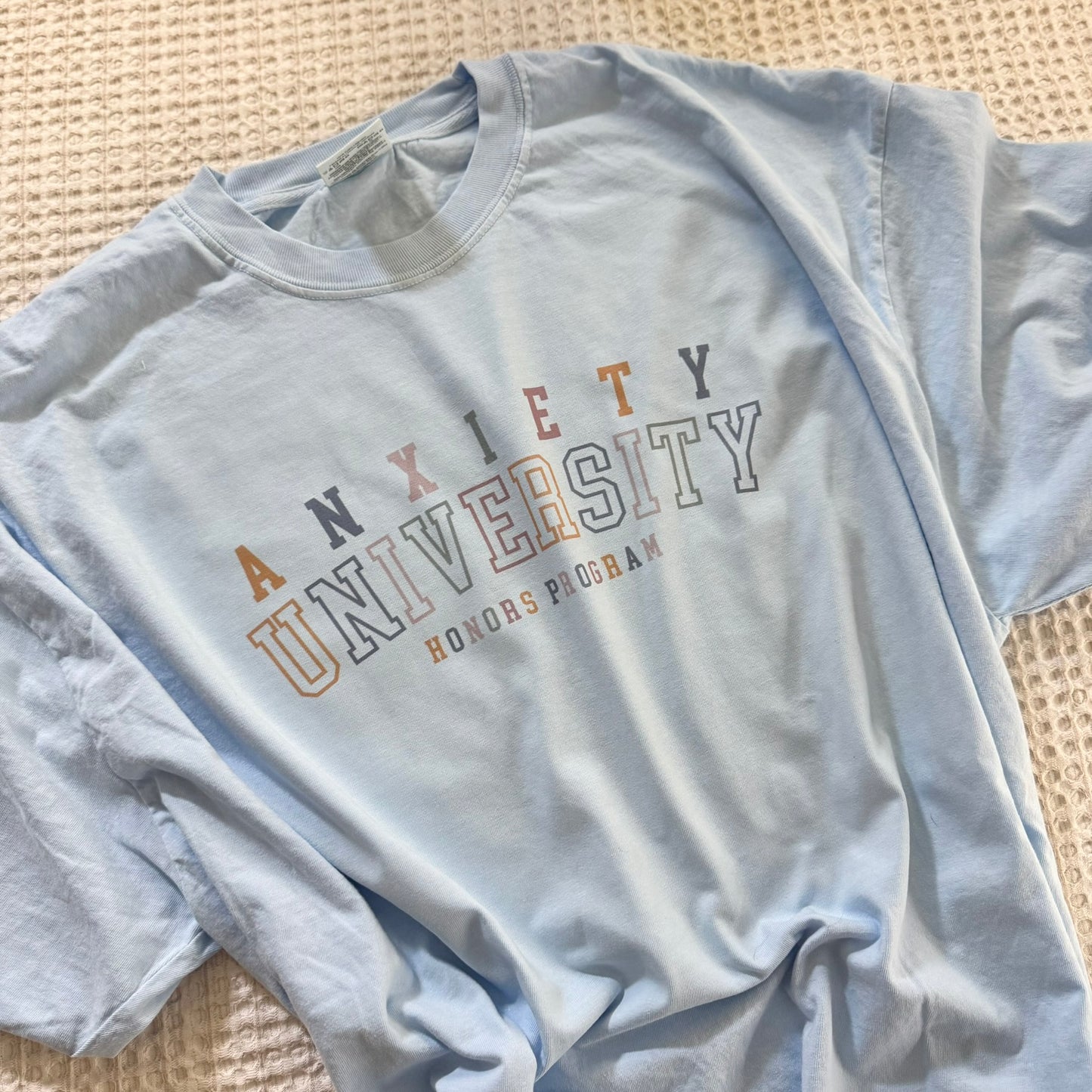 Anxiety University Shirt – Funny Mental Health Graphic Tee | Oversized Comfort Colors College Style Tee